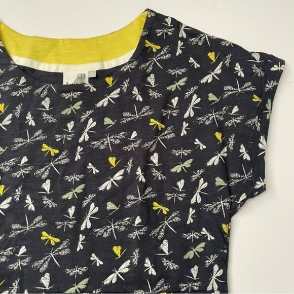 Weird Fish Navy Blue Dragonfly Organic Cotton Jersey Dress US S - Picture 3 of 7